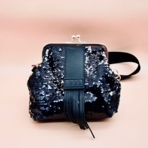 Sac petit Dada en sequins réversibles noirs et blancs